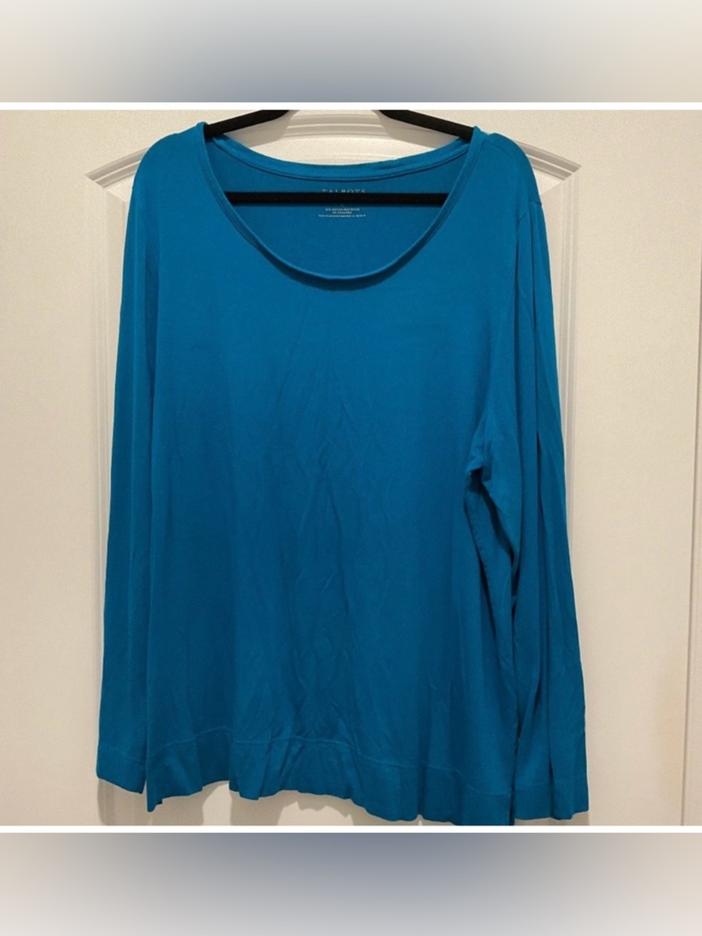 Teal Blue Long Sleeve Scoop Neck Top